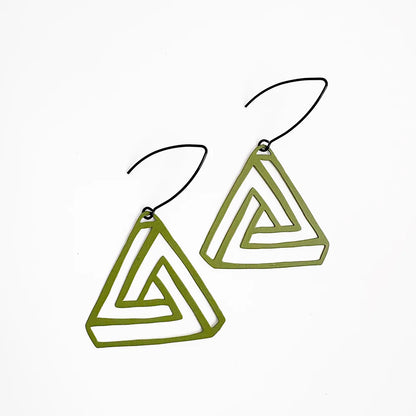 Impossible Triangle Earrings in Sage Green