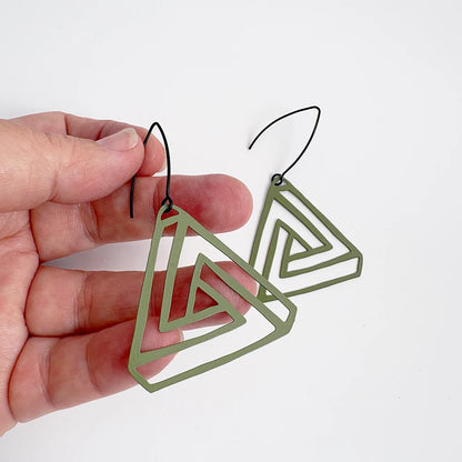 Impossible Triangle Earrings in Sage Green