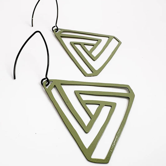 Impossible Triangle Earrings in Sage Green