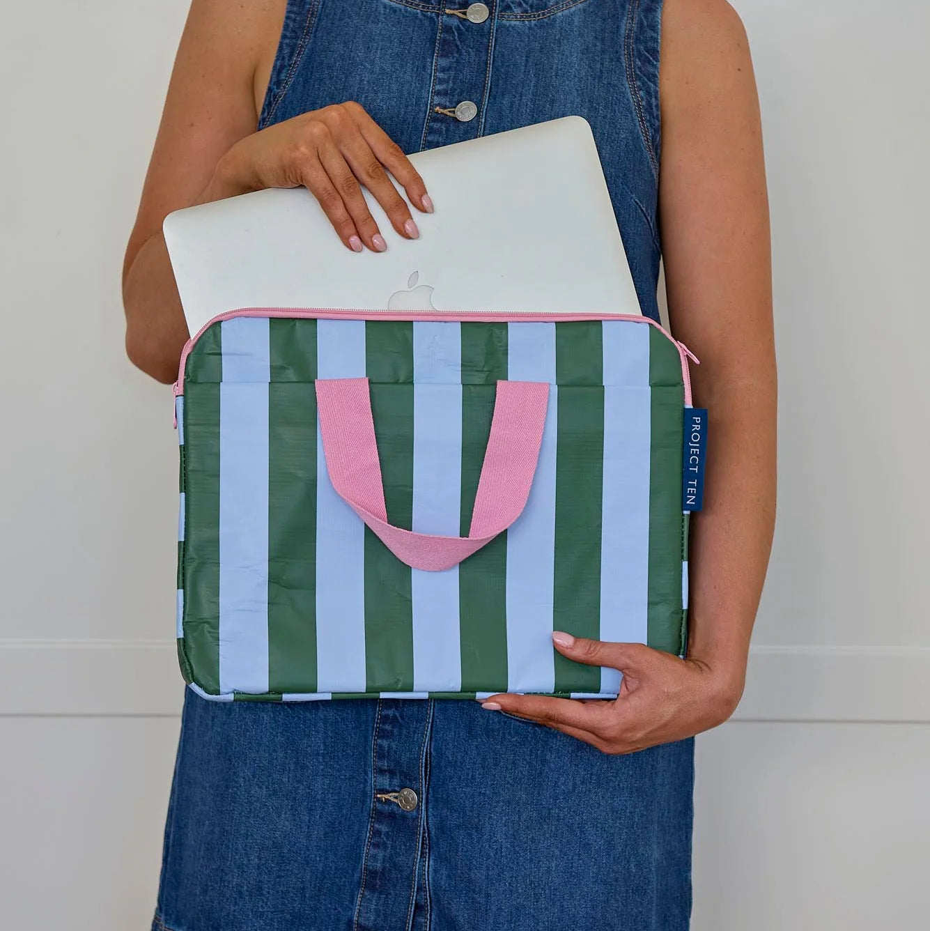 Laptop Case - Green Blue Stripe