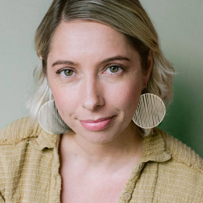 Line Disc Earrings in Silver