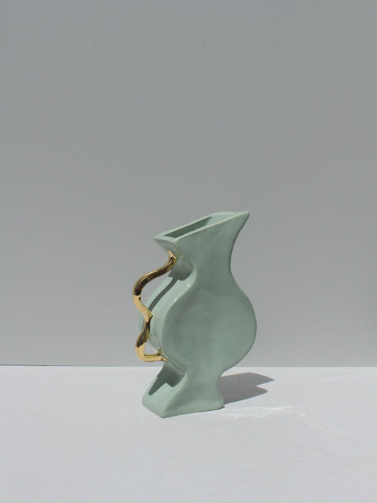 "Little Deet" Ceramic Vase in Green and Gold