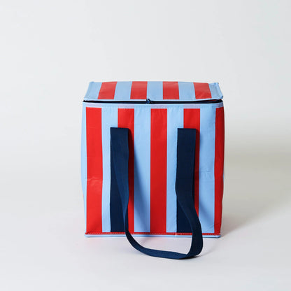 Medium Insulated Tote - Red & Blue Stripe