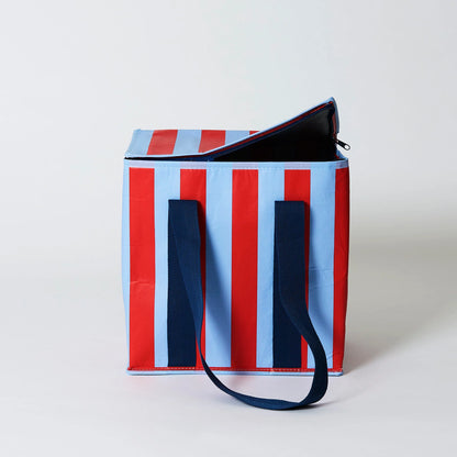 Medium Insulated Tote - Red & Blue Stripe