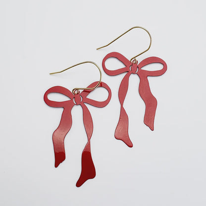 Midi Bow Earrings - Red