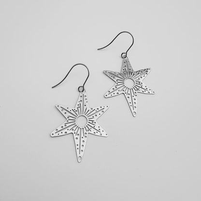 Midi Christmas Star Earrings in Silver