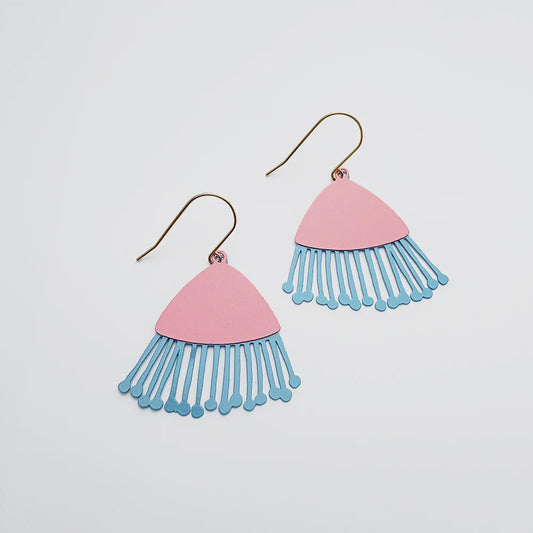 Midi Gum Blossom Flower Earrings in Coral Pink & Sky