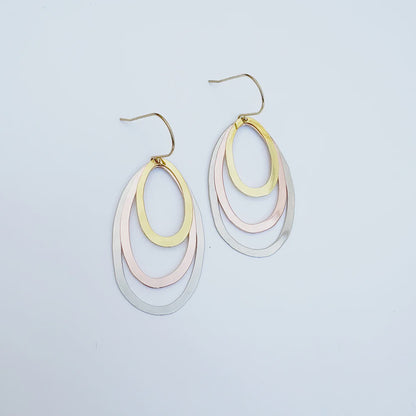 Midi Triple Oval Earrings in Mixed Metals