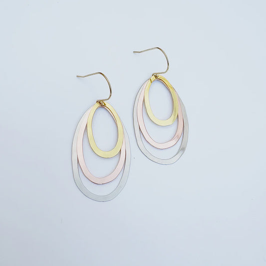 Midi Triple Oval Earrings in Mixed Metals
