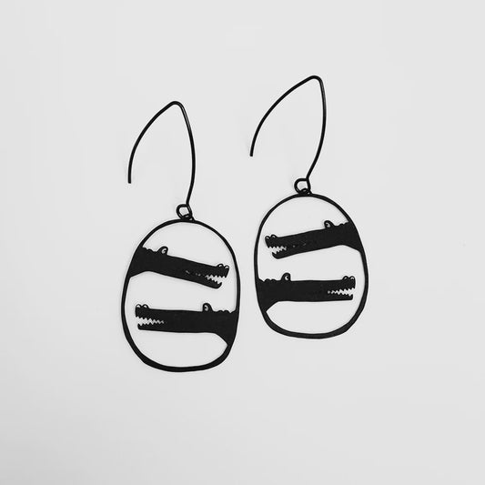 Mini Croc Earrings in Black