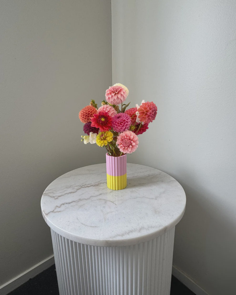 Mini Frankie Vase - Pink / Pale Yellow