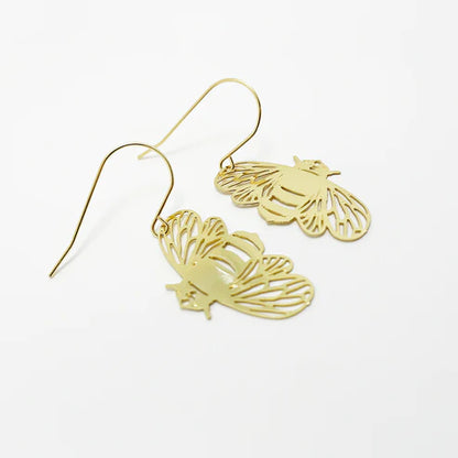 Mini Bee Dangles in Gold