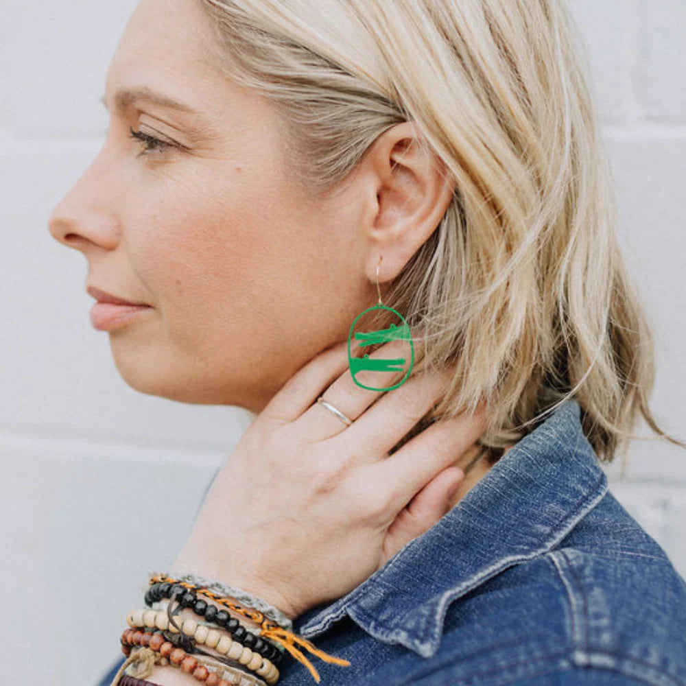 Mini Croc Earrings in Green