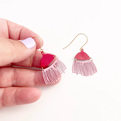 Mini Gum Blossom Earrings in Ruby & Marshmallow