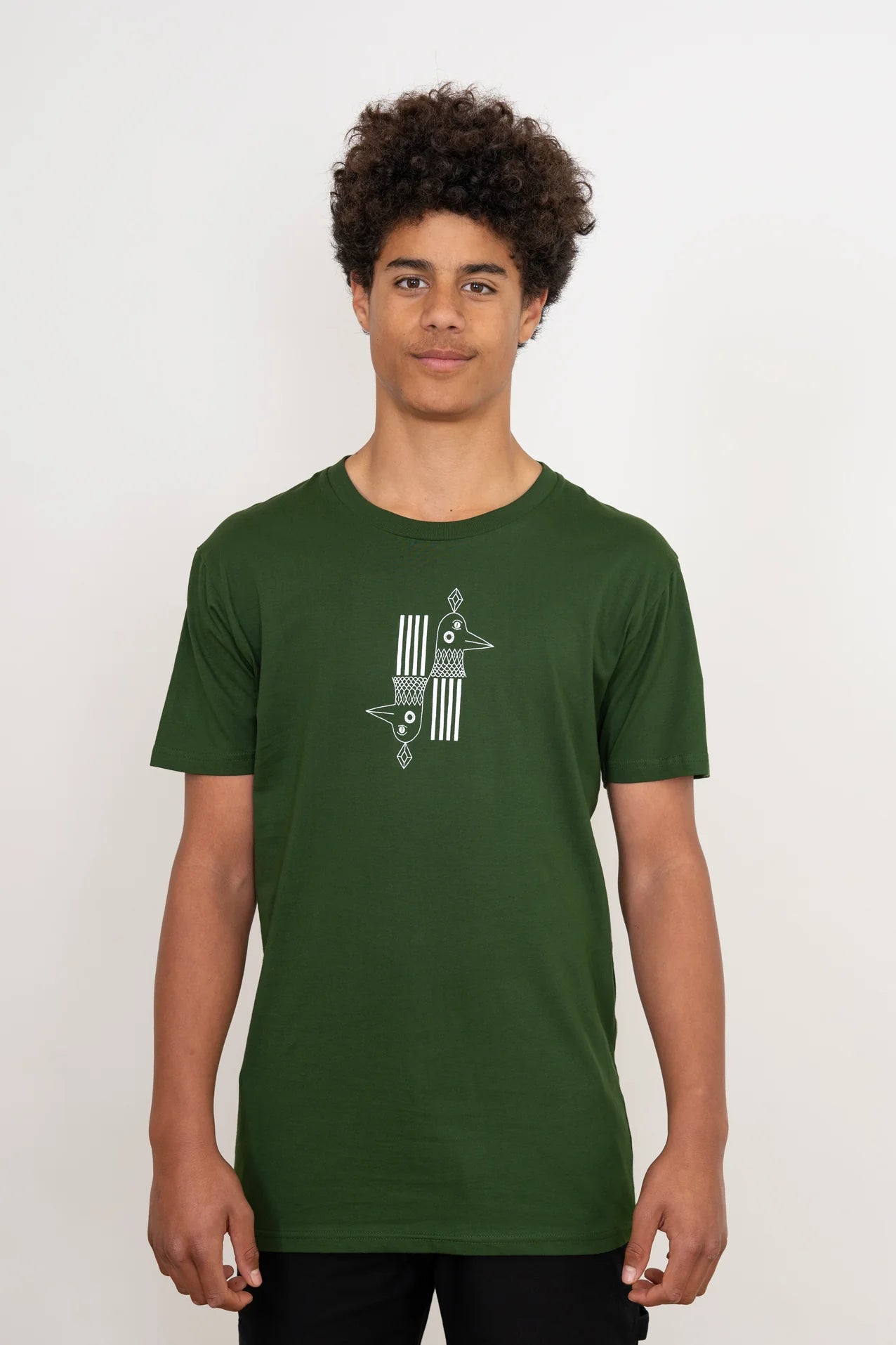 Illustrated Mens T-Shirt 'Ravens of the Realms' - Forest Green