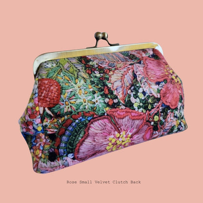 'Rose' Velvet Small Clutch Bag by Fleur Woods