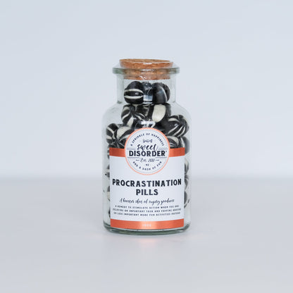 Procrastination Pills - Bottle of fun lollies