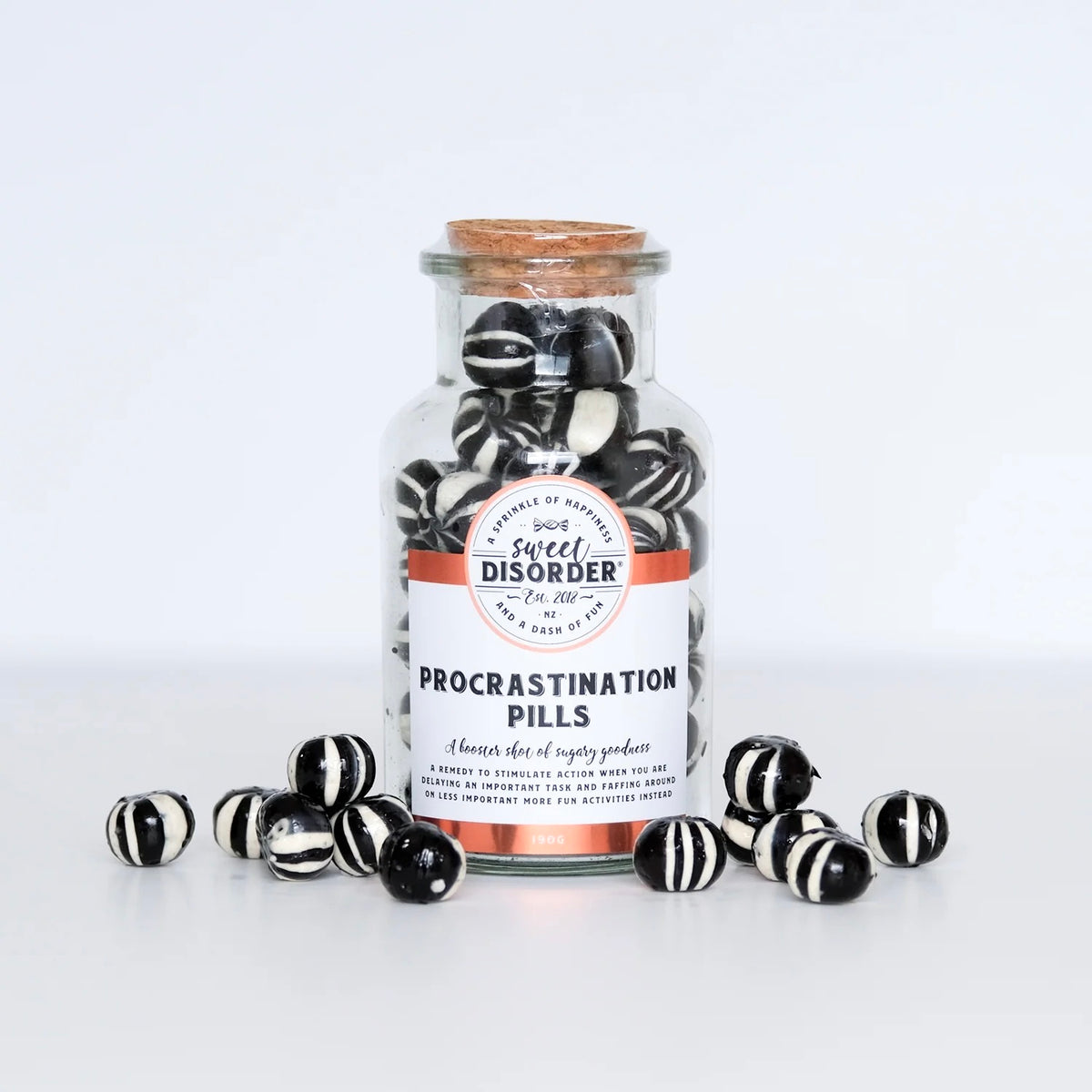Procrastination Pills - Bottle of fun lollies