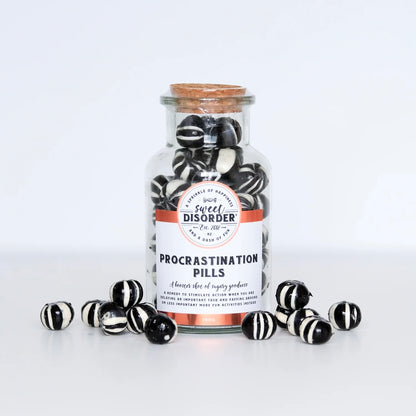 Procrastination Pills - Bottle of fun lollies