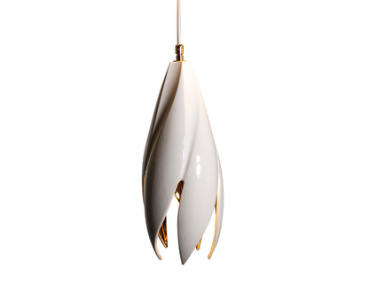 Large Twist Pendant in White with Copper Lustre