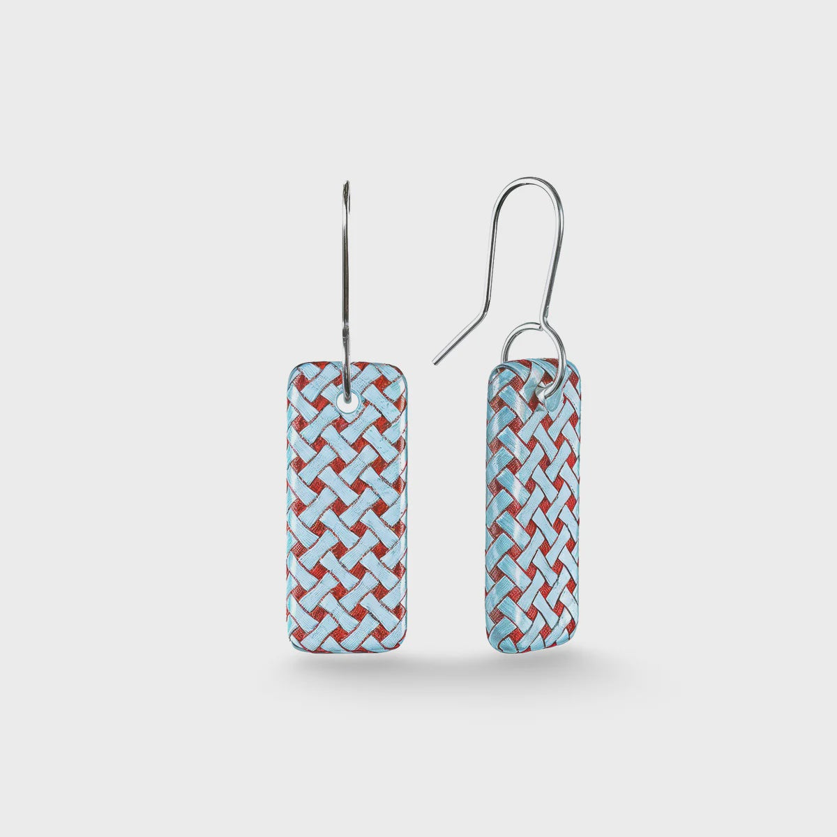 Woven Flax Drop Earrings - Light Blue