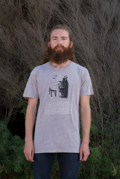 Illustrated Mens T-Shirt 'The Yeti's Dilemma' - Stonewash Orchid