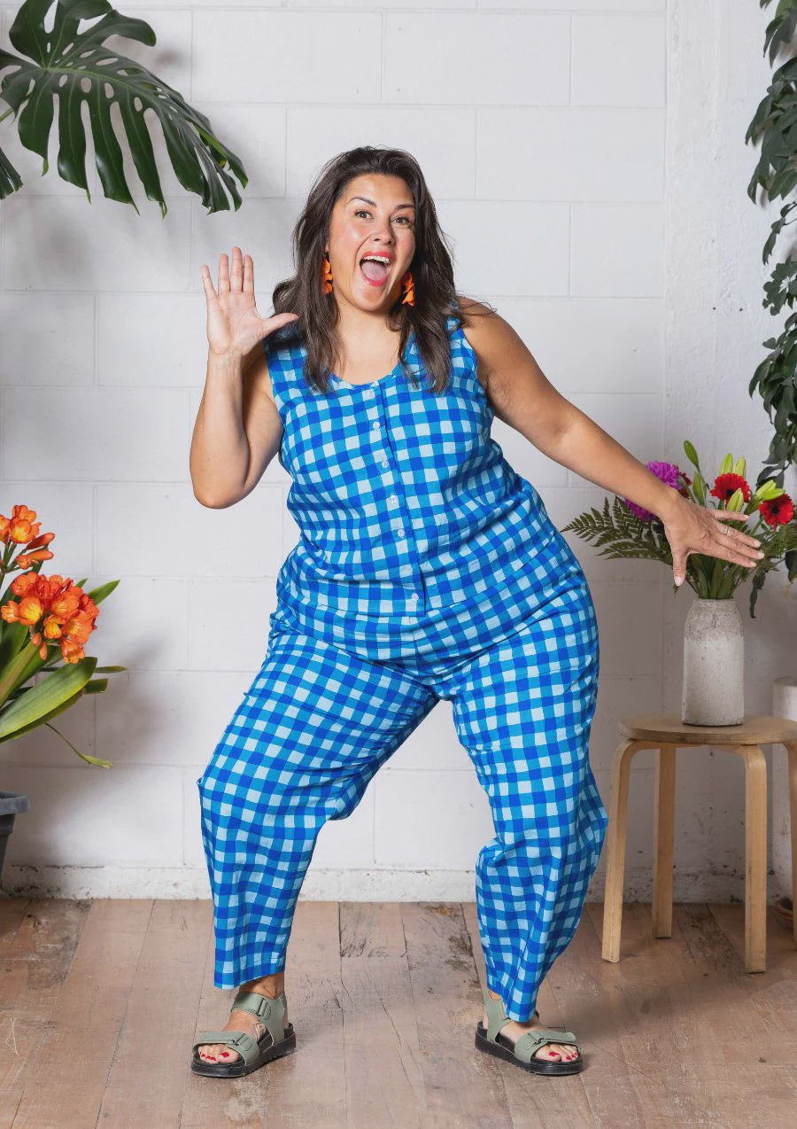 Balloon Pant - Handdrawn Check Blue
