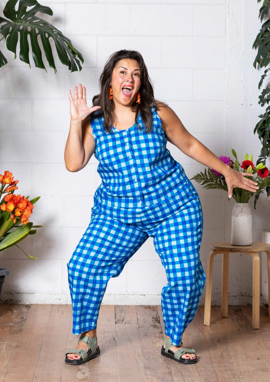 Balloon Pant - Handdrawn Check Blue
