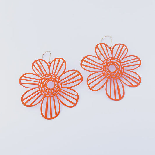 BIG Flower Earrings in Orange