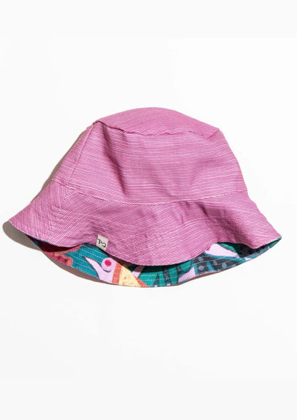 Reversible Bucket Hat - Thin Pin Bubblegum / Wilderness Pink