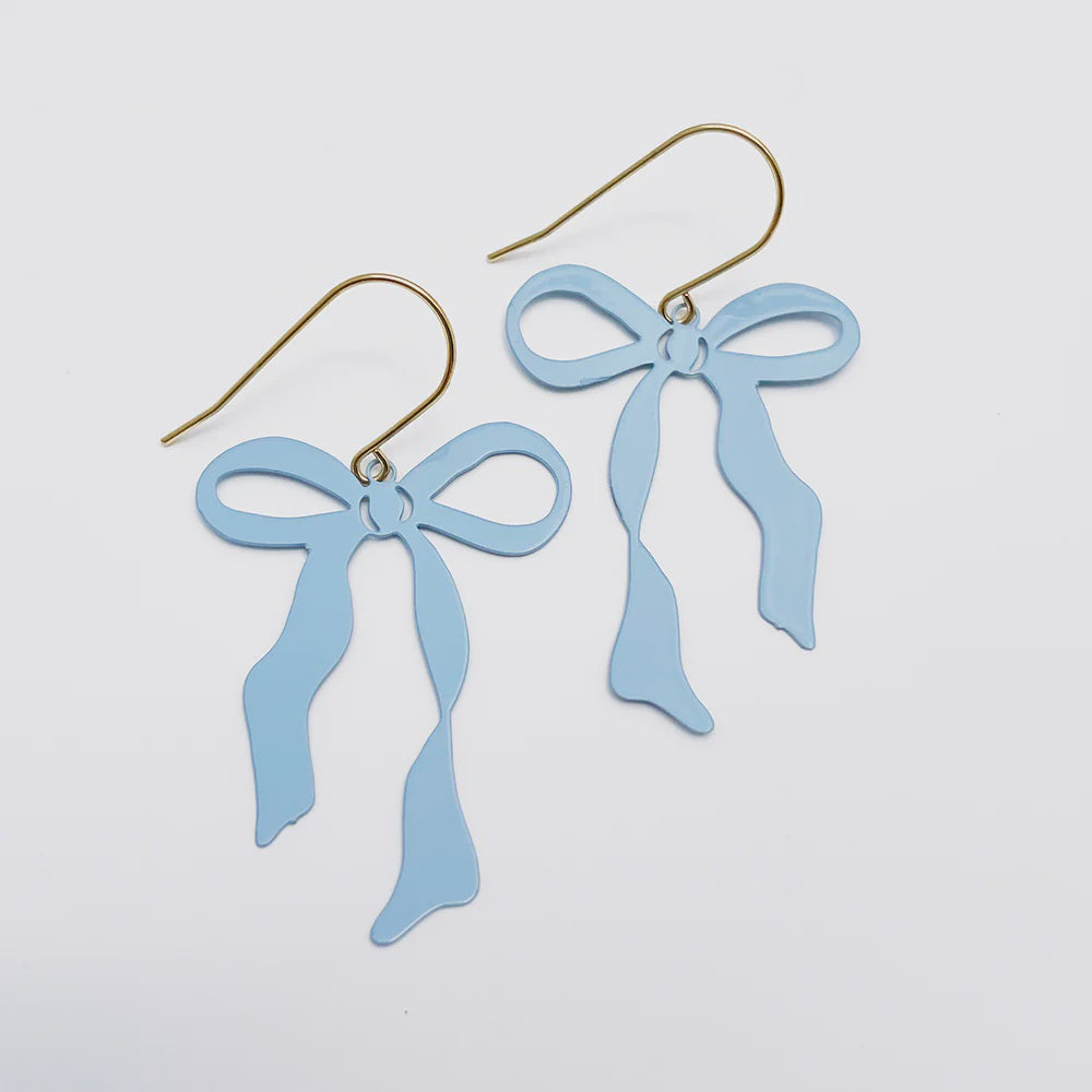 Midi Bow Earrings - Powder Blue