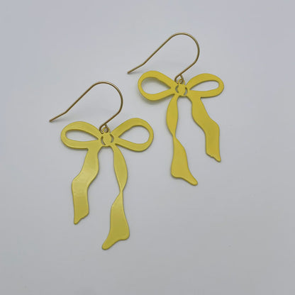 Midi Bow Earrings - Lemon Yellow