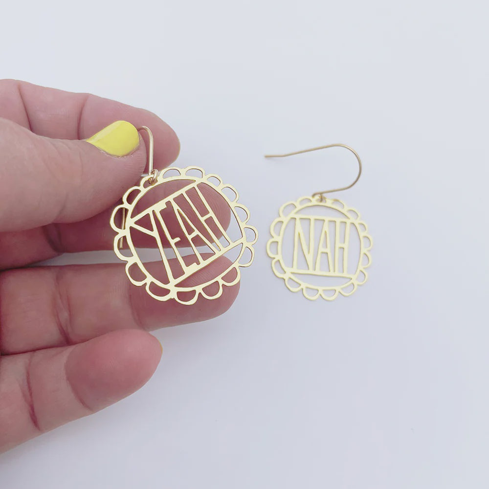 Mini Yeah / Nah Earrings in Gold