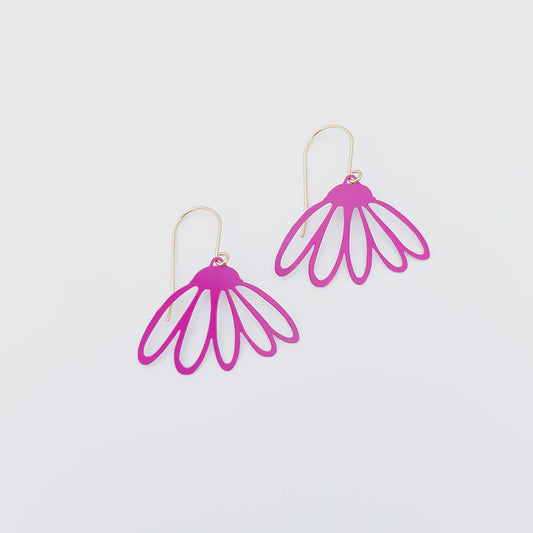 Mini Echinacea Flower Earrings in Pink