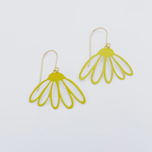 Mini Echinacea Flower Earrings in Yellow