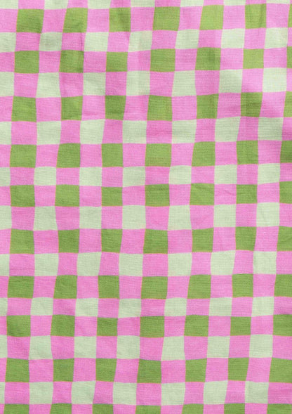 "Frankie" Singlet Top - Hand Drawn Check Citrus