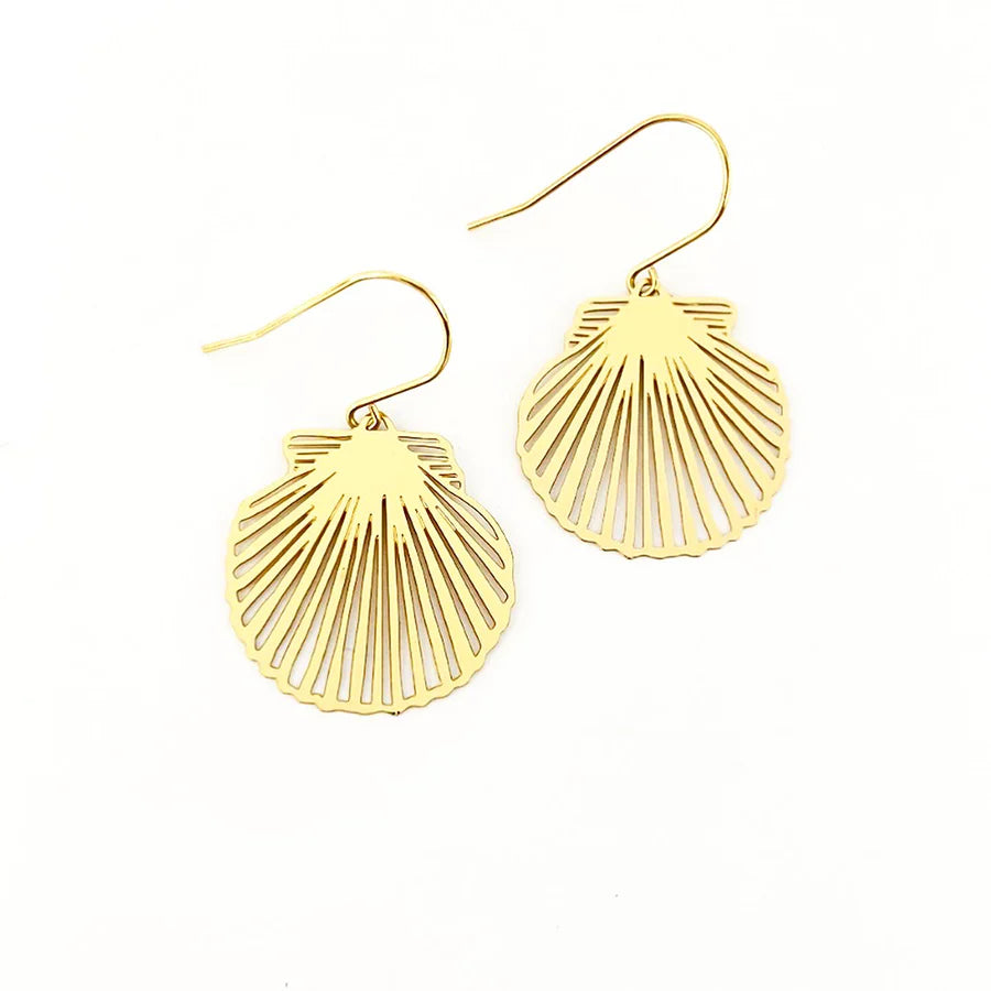 Mini Shell Dangle Earrings in Gold