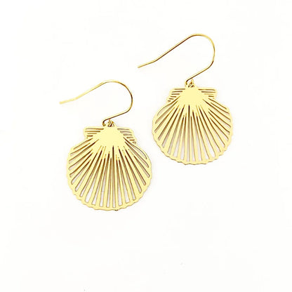 Mini Shell Dangle Earrings in Gold