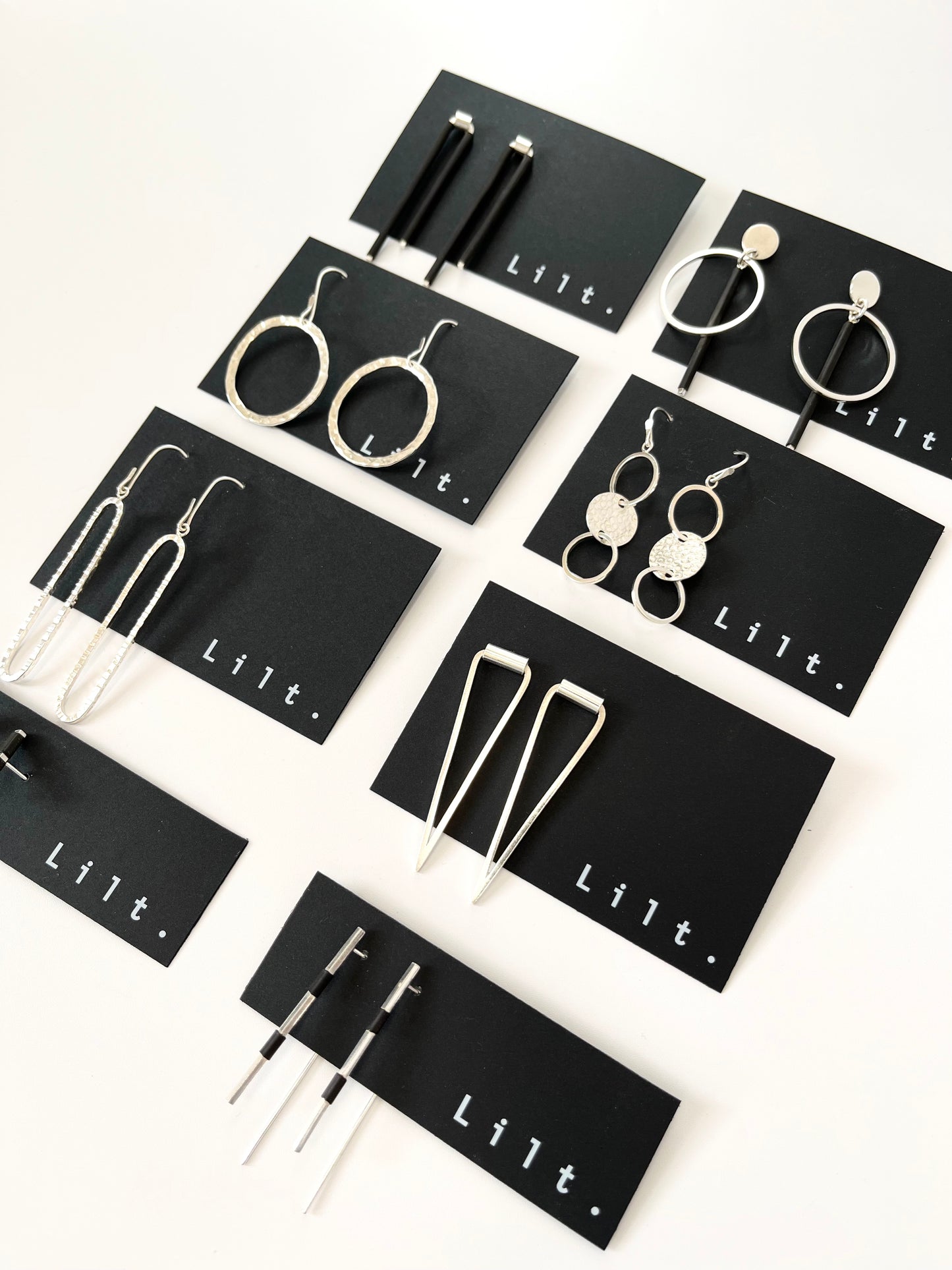 Bars on Stud Earrings with Black Detail (#22)