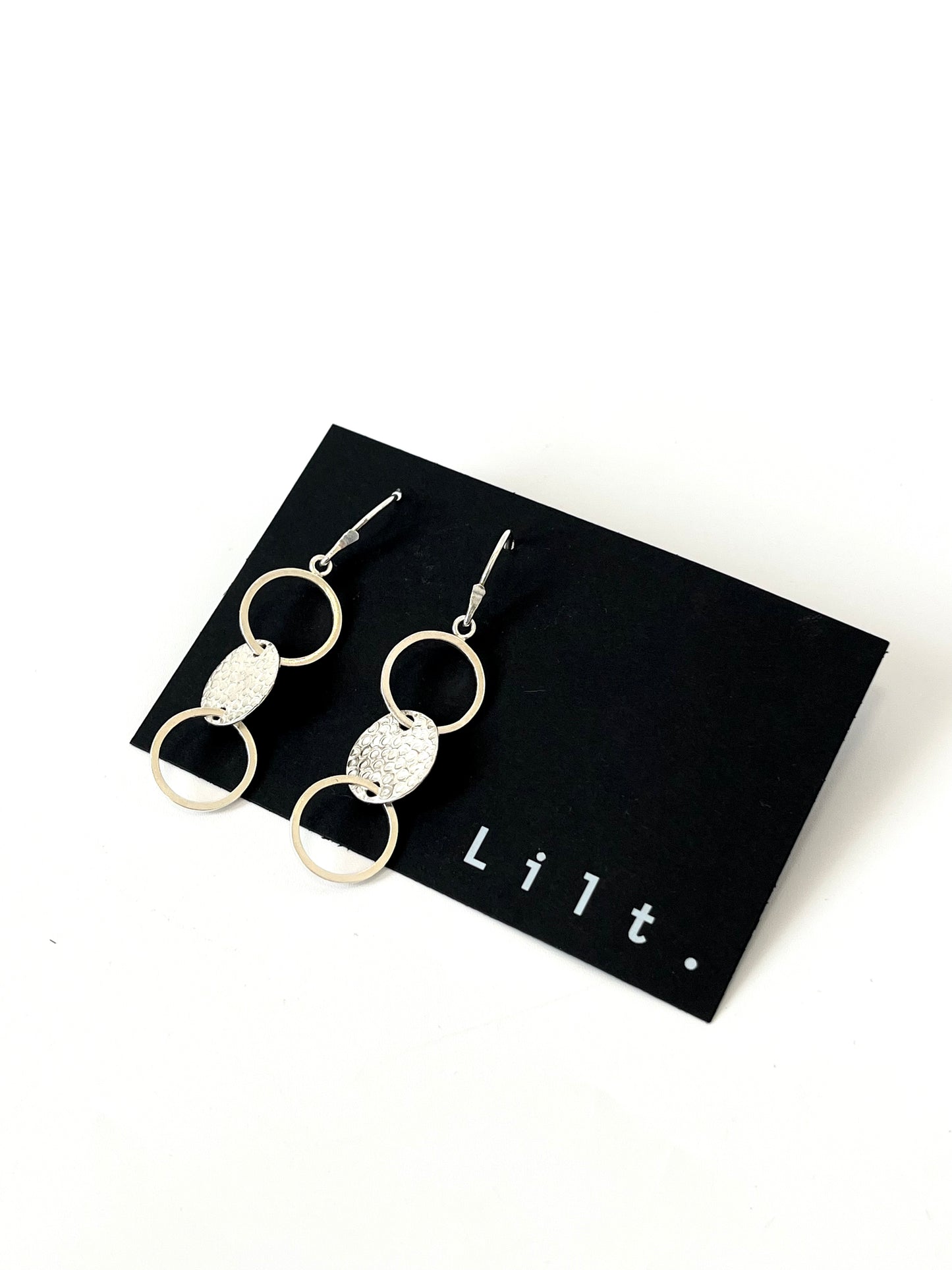 Three Circles With Textured Centre Circle on Hook Earrings (#18)