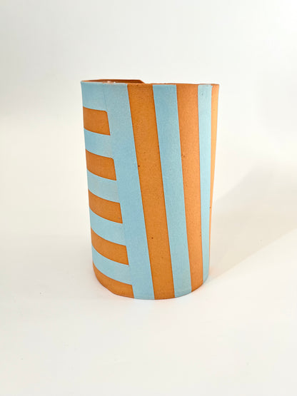 Aligned Vase in Light Blue & Terracotta