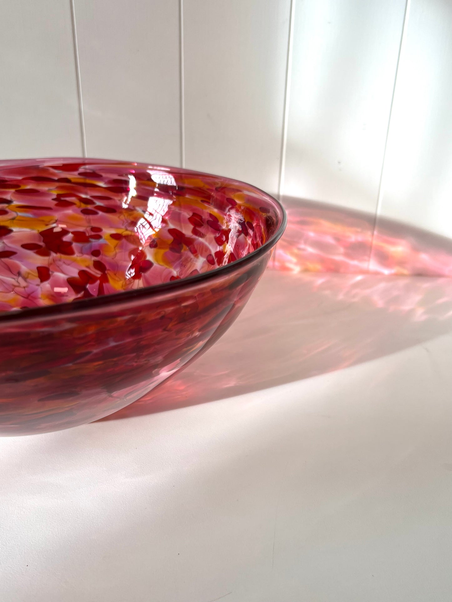 Large Fruit Bowl - Ruby Red #1 by Grinter Glass