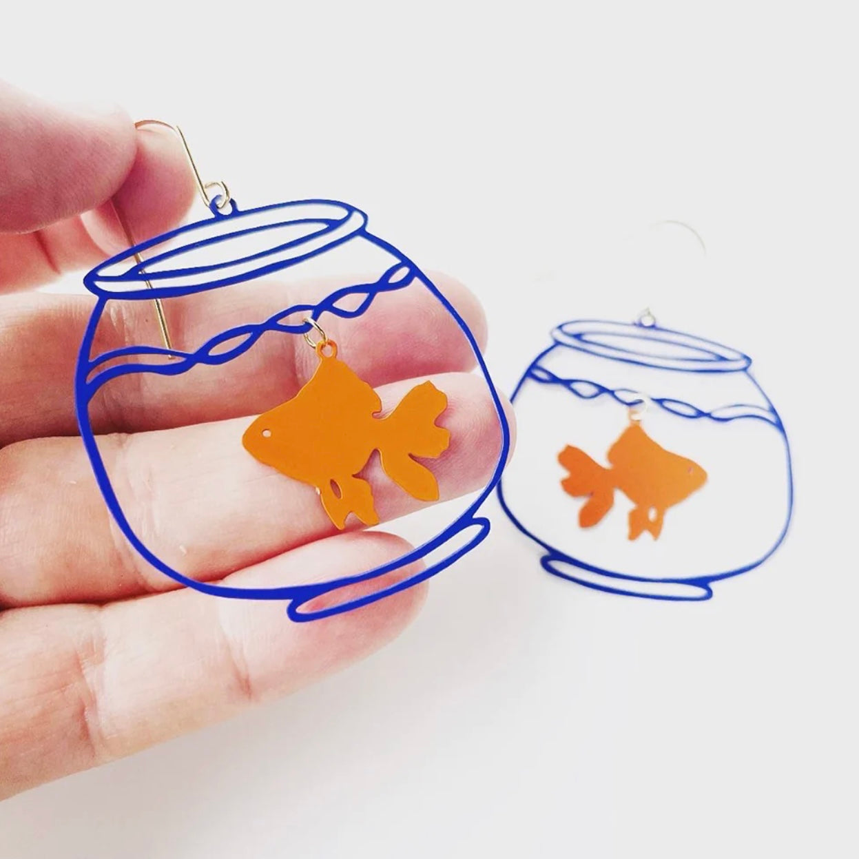 Goldfish shop bowl earrings