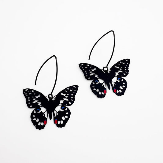 Midi Chequered Swallowtail Butterfly Earrings
