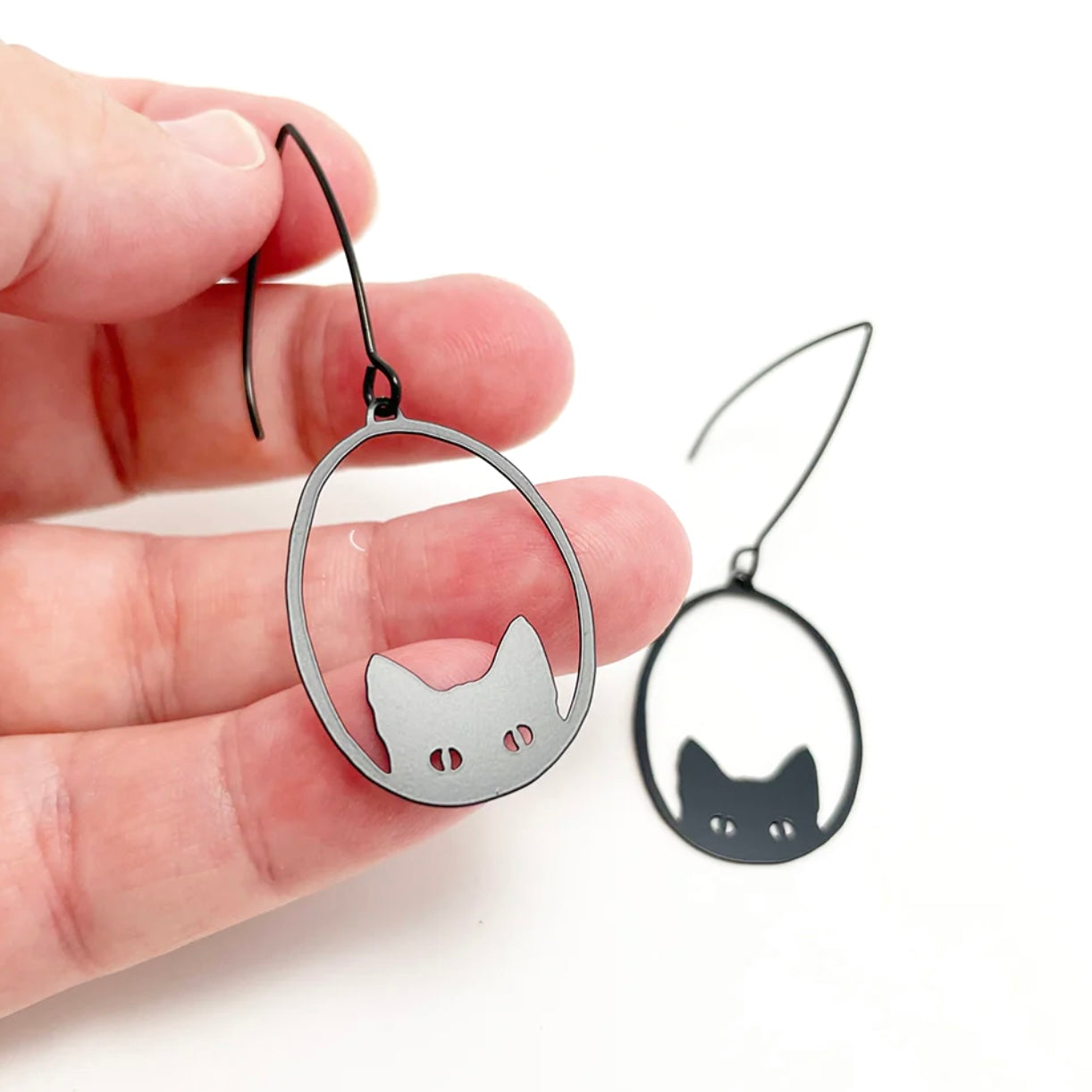 Black Cat Dangle Earrings