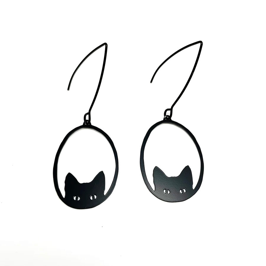 Black Cat Dangle Earrings