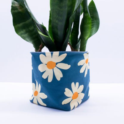 Canvas Planter - Blue Daisies