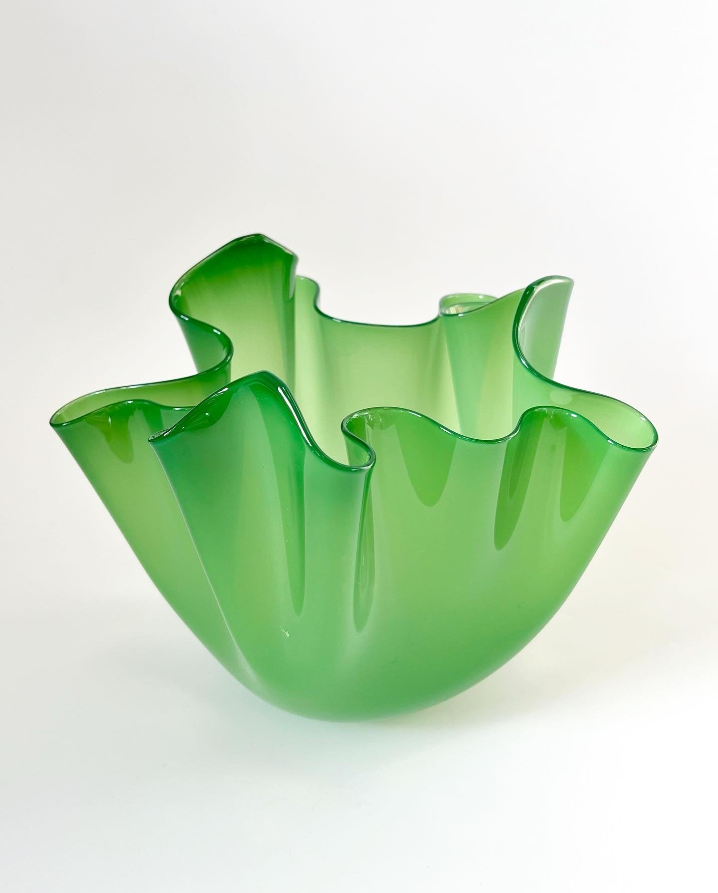 Handblown Glass Fazzoletto Bowl - British Racing Green