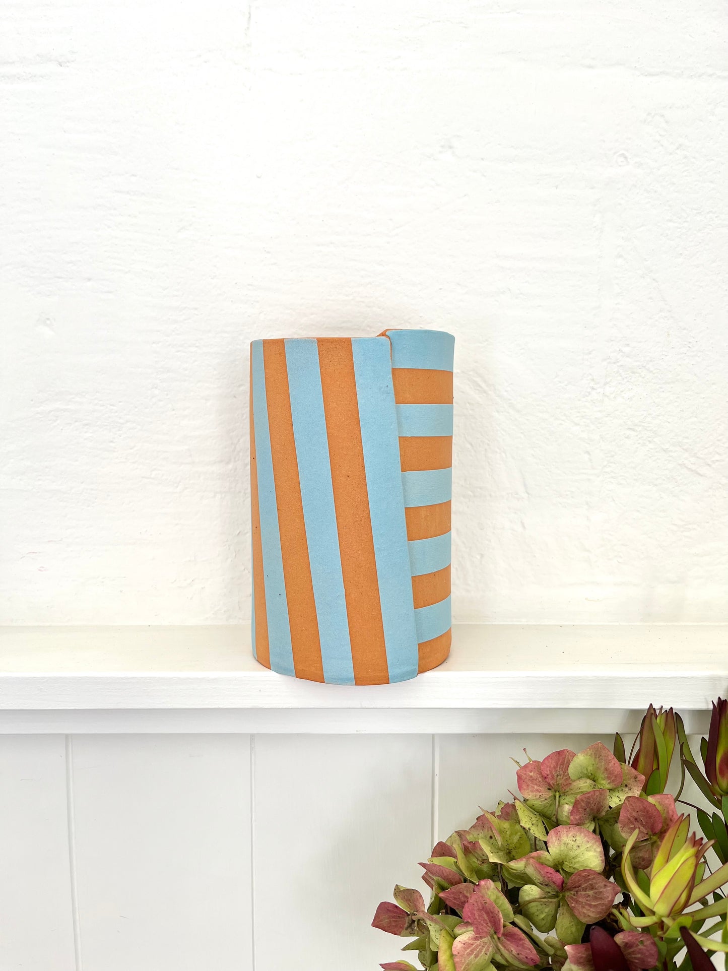 Aligned Vase in Light Blue & Terracotta