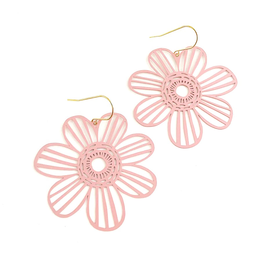 BIG Flower Earrings in Dusky Pink